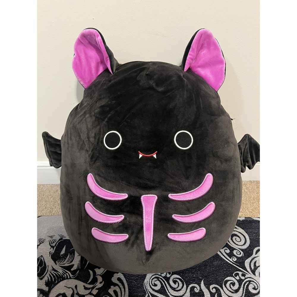 Squishmallows Salome Skeleton Bat Plush Jumbo 16" Black Pink Halloween NWT 2024